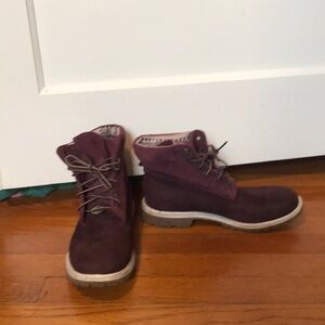 Suede nubuck plum colored timberland boots